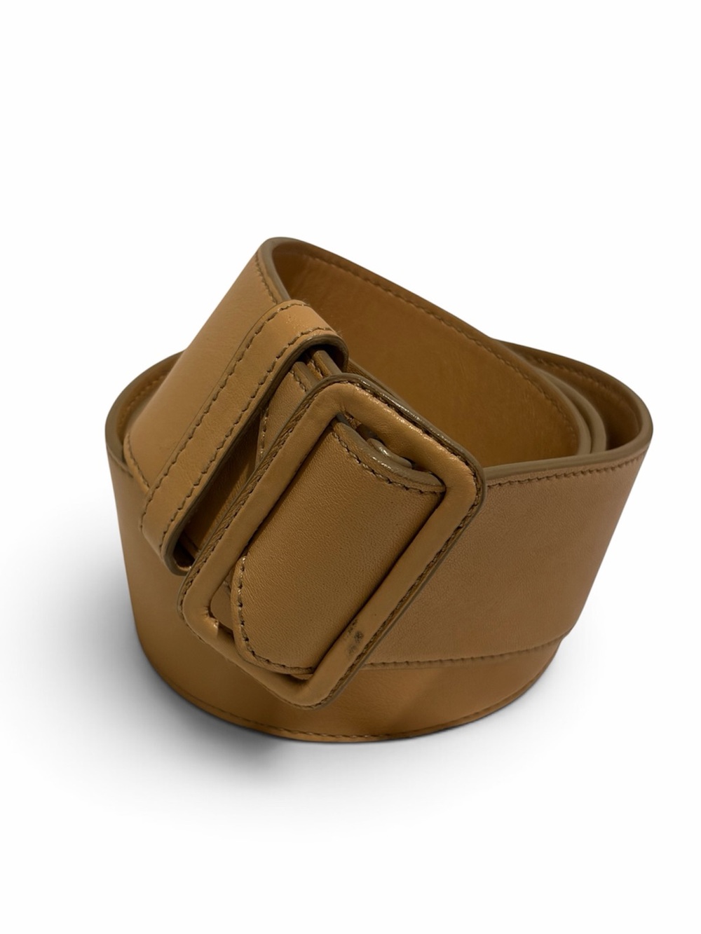Miu Miu Notchless Belt Tan Size 12 Adjustable Angled Luxury Italian Euro